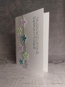 Grußkarte Glückwuschkarte mit Blüten handgemacht